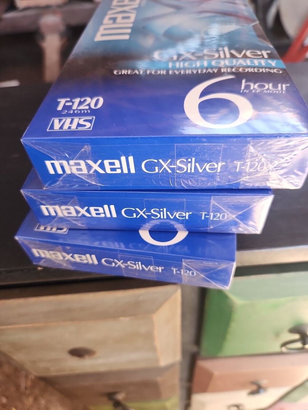 New Sealed 3 Maxell VHS T-120 6 Hour VCR Blank Video Tapes